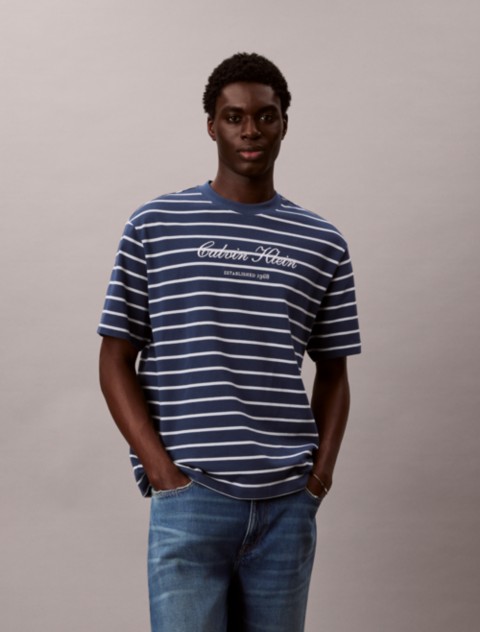 Мужские футболки Calvin Klein Stripe Logo Graphic Relaxed T-Shirt