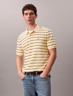 Cotton Pique Stripe Classic Polo Shirt, Anise Flower