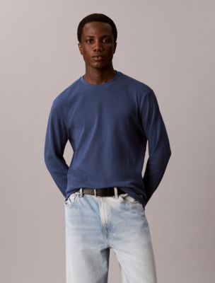 Woven Monologo Waffle Crewneck Tee, Dark Denim