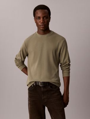 Woven Monologo Waffle Crewneck Tee, Dusty Olive