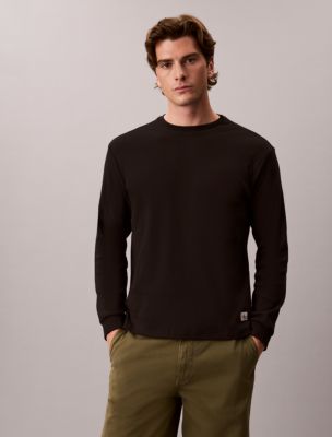 Woven Monologo Waffle Crewneck Tee, Black