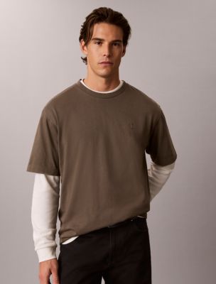 Мужская футболка Calvin Klein Tonal Monogram Relaxed, цвет: Beluga — фото 5