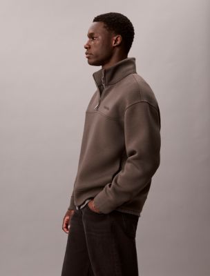Мужской свитшот Calvin Klein Spacer Quarter Zip, цвет: Beluga — фото 4