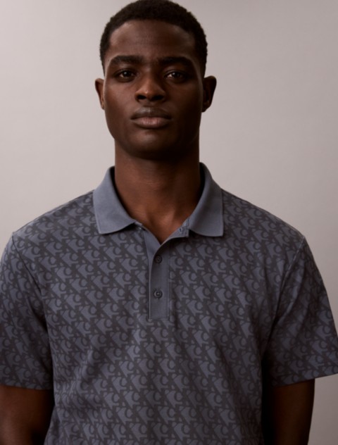 Мужские рубашки Calvin Klein Liquid Touch Allover Print Polo Shirt