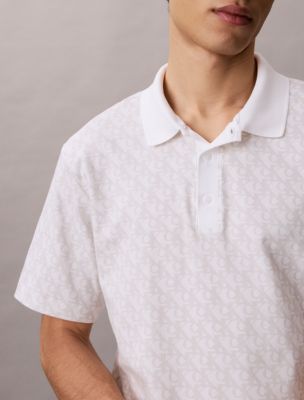 Мужские рубашки Calvin Klein Liquid Touch Allover Print Polo Shirt — фото 3