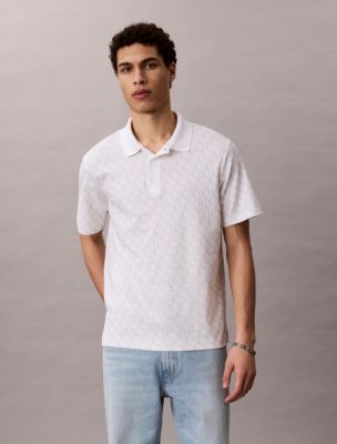 Liquid Touch Allover Print Polo Shirt, Bright White
