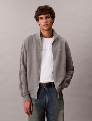 Logo Tape Terry Jacket, Grey Heather
