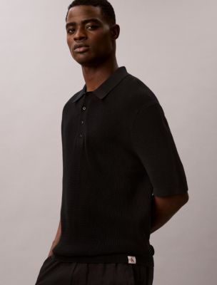 Мужские свитеры Calvin Klein Smooth Cotton Waffle Sweater Polo Shirt — фото 4
