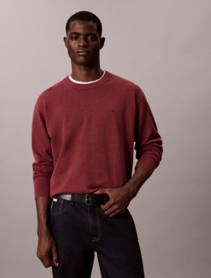 Smooth Cotton Easy Sweater, Merlot 