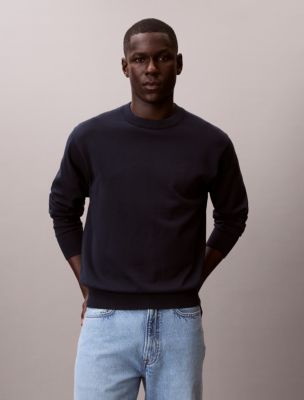 Smooth Cotton Relaxed Sweater, Dark Sapphire