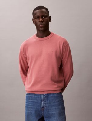 Smooth Cotton Relaxed Sweater, Light Mahogany