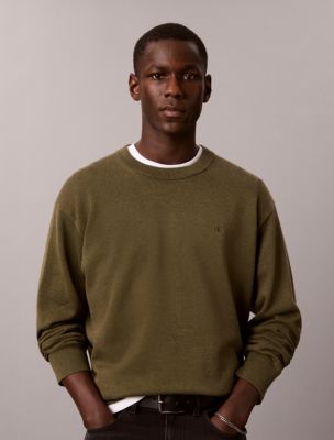 Smooth Cotton Easy Sweater, Olive Night