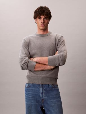 Smooth Cotton Relaxed Sweater, Med. Grey Htr