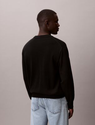 Мужской свитер Calvin Klein Smooth Cotton Easy, цвет: Чёрный — фото 3