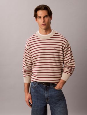 Smooth Cotton Stripe Easy Sweater, Island Fossil