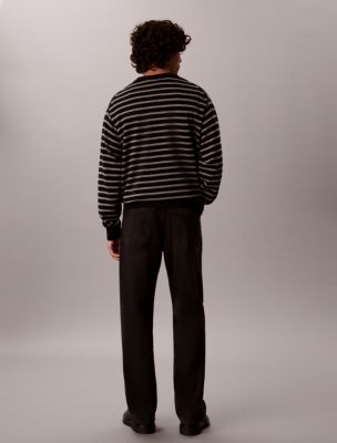 Мужской свитер Calvin Klein Smooth Cotton Stripe Easy, цвет: Чёрный — фото 3