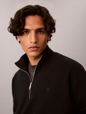 Мужской свитер Calvin Klein Smooth Cotton Quarter Zip, цвет: Чёрный — фото 3
