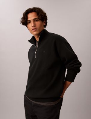 Мужской свитер Calvin Klein Smooth Cotton Quarter Zip, цвет: Чёрный — фото 6