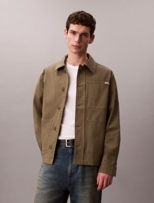 Cotton Stretch Twill Chore Jacket, Deep Lichen Green