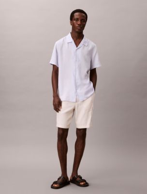 Linen Blend Cargo Shorts, White Sand