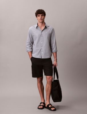 Linen Blend Cargo Shorts, Black