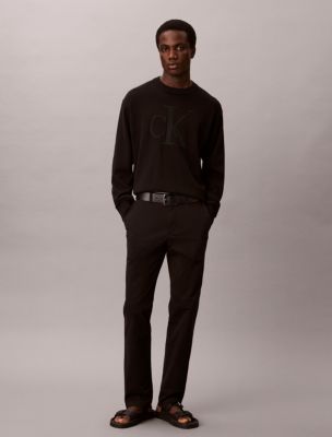 Cotton Slim Chino Pants, Black