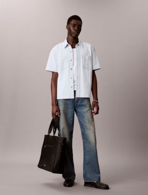 Мужские рубашки Calvin Klein Denim Classic Short Sleeve Button-Down Shirt — фото 2