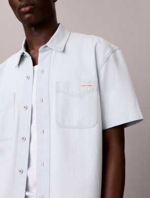Мужские рубашки Calvin Klein Denim Classic Short Sleeve Button-Down Shirt — фото 3