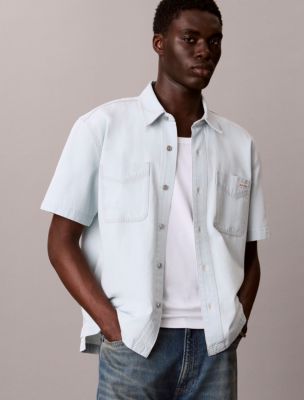 Мужские рубашки Calvin Klein Denim Classic Short Sleeve Button-Down Shirt — фото 5