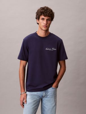 Small Script Logo Graphic Classic T-Shirt, Evening Blue