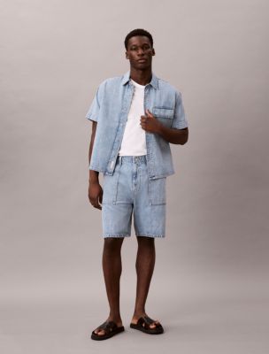 Denim Utility Shorts, Shallow Tide