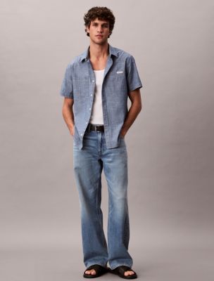 Мужская рубашка Calvin Klein Chambray Classic Button-Down, цвет: Синий — фото 3