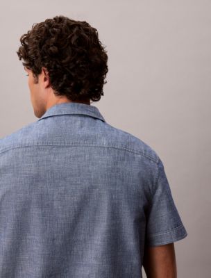 Мужская рубашка Calvin Klein Chambray Classic Button-Down, цвет: Синий — фото 6