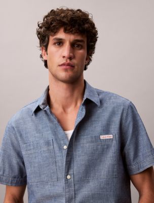 Chambray Classic Button-Down Shirt, Blue Descent