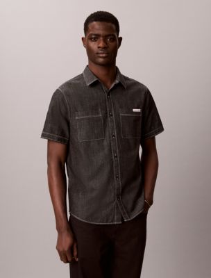 Chambray Classic Button-Down Shirt, Black