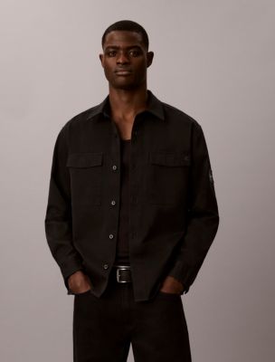 Utility Chino Relaxed Overshirt, Black