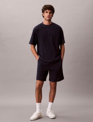 Мужские футболки Calvin Klein Terry Allover Embossed Emblem Logo Relaxed T-Shirt — фото 3