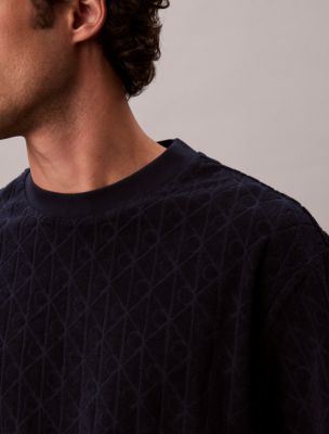 Мужские футболки Calvin Klein Terry Allover Embossed Emblem Logo Relaxed T-Shirt — фото 4