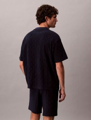Мужские футболки Calvin Klein Terry Allover Embossed Emblem Logo Relaxed T-Shirt — фото 6