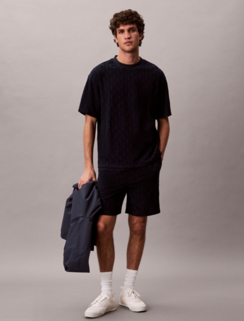 Мужские шорты Calvin Klein Terry Allover Emblem Logo Pull-On Shorts