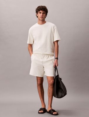 Terry Allover Emblem Logo Pull-On Shorts, Tofu