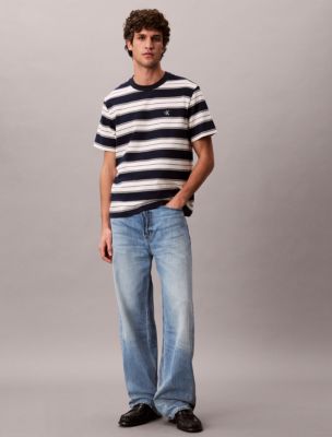 Мужская футболка Calvin Klein Monogram Stripe Relaxed, цвет: Тёмный сапфировый — фото 3