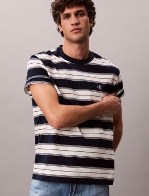 Мужская футболка Calvin Klein Monogram Stripe Relaxed, цвет: Тёмный сапфировый — фото 5