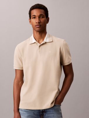 Pique Colorblock Collar Polo Shirt, White Pepper