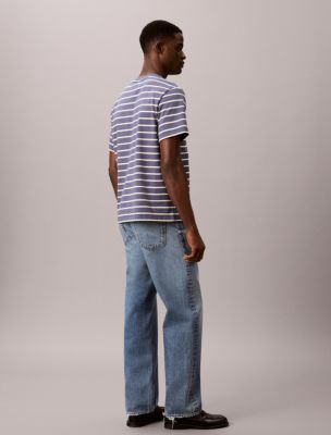 Мужская футболка Calvin Klein Logo Graphic Stripe Relaxed, цвет: Синий — фото 4
