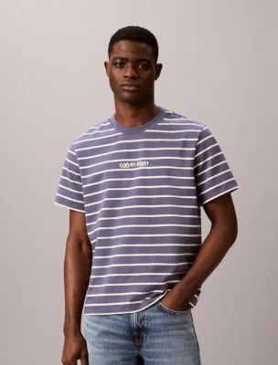 Logo Graphic Stripe Relaxed T-Shirt, Blue Nomad