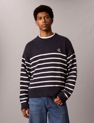 Мужские свитеры Calvin Klein Striped Monogram Logo Relaxed Sweater — фото 2