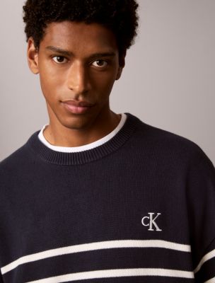 Мужские свитеры Calvin Klein Striped Monogram Logo Relaxed Sweater — фото 3
