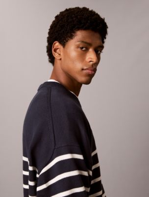 Мужские свитеры Calvin Klein Striped Monogram Logo Relaxed Sweater — фото 4