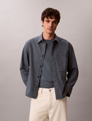 Matte Canvas Shirt Jacket, Dark Slate